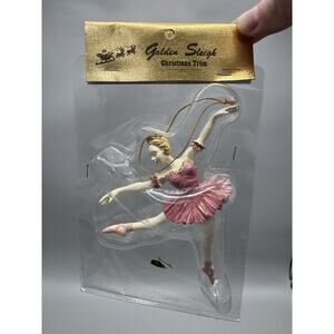 Golden Sleigh Ballerina Hanging Ornament Decoration